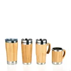 Wholesale Custom Logo 280ml/420ml 304 Stainless Steel Double Wall Bamboo Water Cup with Handle