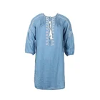 Latest casual wear embroidered cotton loose women's jeans clothing dress designs for ladies