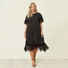 Polka Dot Loose Lotus Leaf Sleeve Casual Women Plus Size Ruffle Dress Summer O-neck Midi Lady Dresses