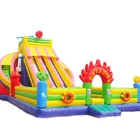 Custom Design Kids Inflatable Fun City Bouncy Castle With Water Slide for Rental