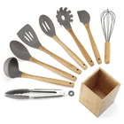 Heat Resistant Silicone cooking tools set kitchen ware utensils with holder