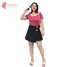 New fashion plus size large size CONTRAST color Square Collar Short Sleeve women clothing Women's t shirt
