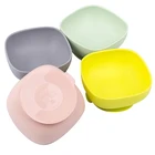Toddler Rectangle Clean Silicone Children Dinner Plate Food Bowl Placemat With Suction