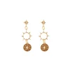 Yttria Boho Vintage Statement Earing Luxury Golden Sun Moon Stars Drop Rhinestone Earrings