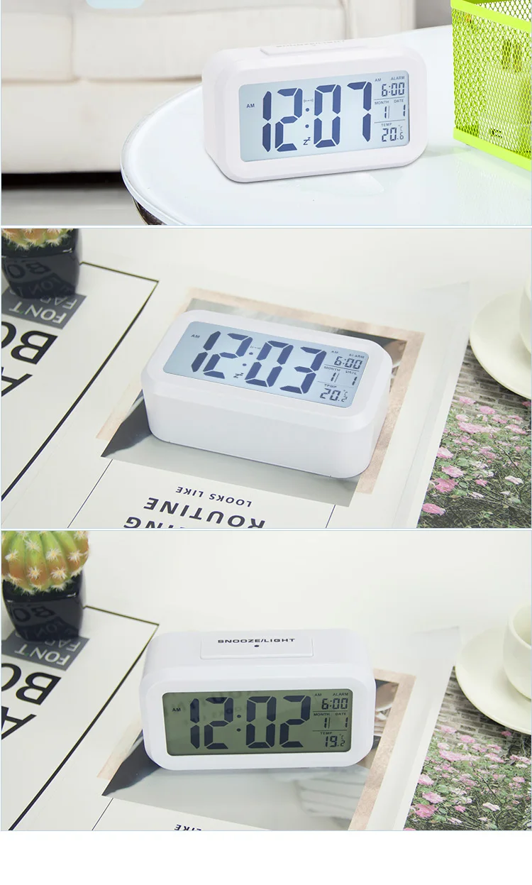 Cheap wholesale children mini smart sublimation travel clock digital table desk touch light beside snooze alarm clock for kids