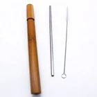 Eco-Friendly Food Grade Stainless Steel Straw Natural Bamboo case
