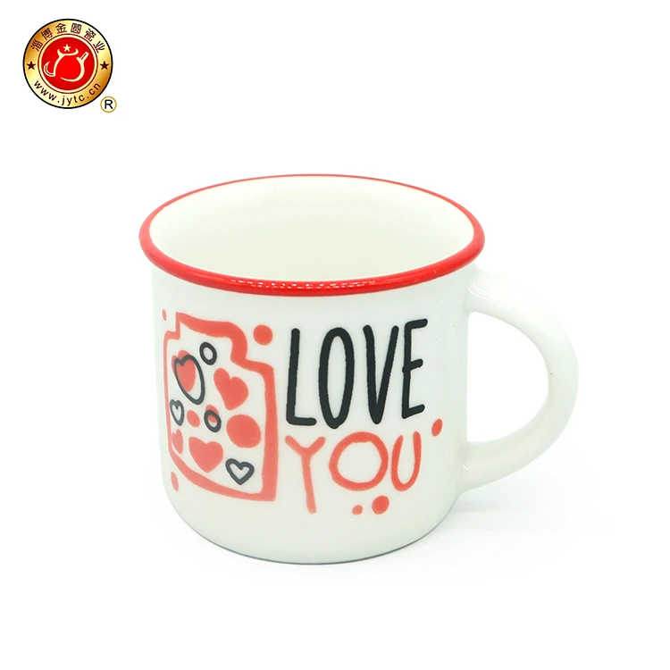 6oz classical enamel mug/cup with painted rim