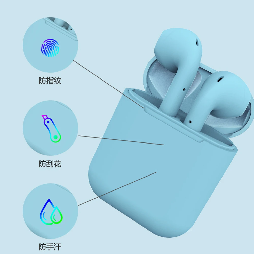 Macaron blue green pink red yellow headphones true wireless blue tooth Mini Inpods 12 tws Touch Control 5.0 Earphone i12 Tws - ANKUX.COM