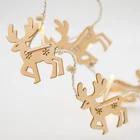 Light Holiday decoration 16L laser cut plywood chip arts LED light chain indoor battery powered