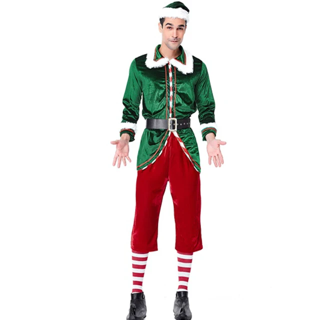 ירוק Elf חג מולד תלבושות פסטיבל סעיף סנטה עבור נשים גברים חדש שנה למבוגרים בגדי תחפושת חג המולד המפלגה