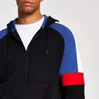Full Hoodie Custom Own Design Black Block Side Entry Pockets Men Full Zip Hoodie