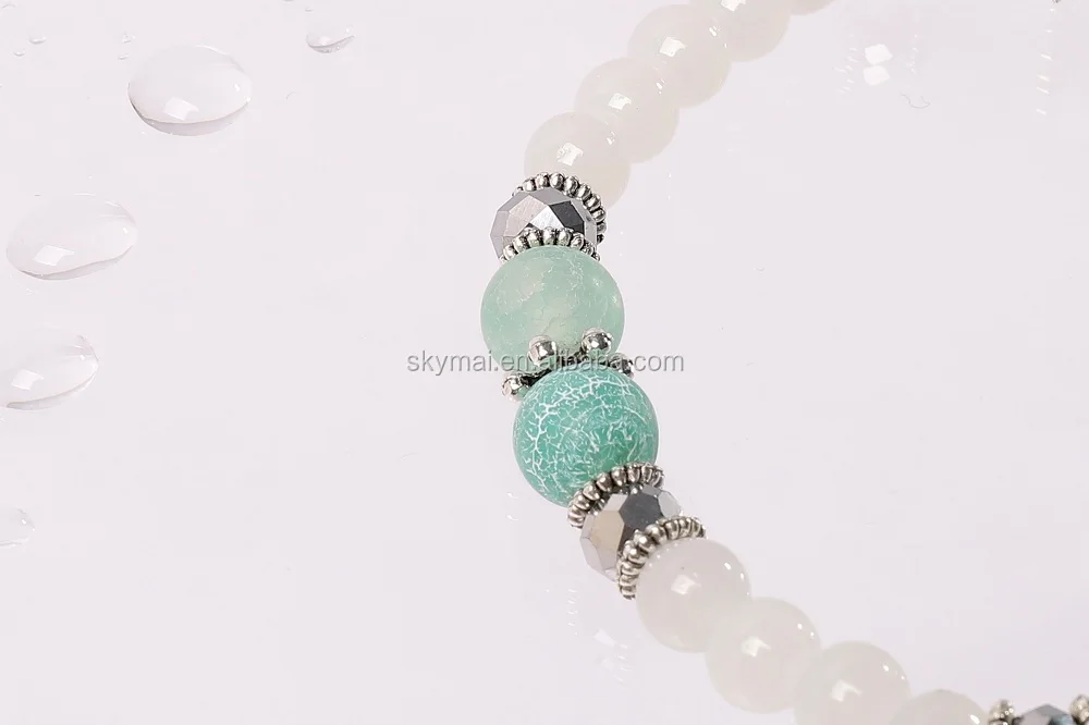 European hot selling glass beaded strech bracelet pearl bracelet with tassel for women jewelry