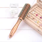 Wholesale Plastic Nylon Bristles Gold Color Round Styling Hair Brush