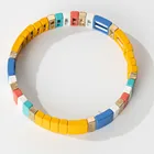 New Hot Alloy Painted Rainbow Tile Enamel Bead Sweet Elastic String Tile Enamel Bracelet