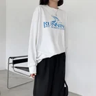 Korean Instagram Style Autumn Loose Long Sleeve Deer Letters Print T Shirt Basic Tops