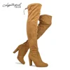 Thigh High Sexy Over The Knee Pullon Boots For Women Winter Trendy Low Block Heel Shoe - Comfortable Boot