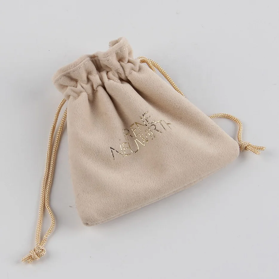 custom printing jewelry drawstring velvet pouch bag