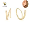 Slovehoony 925 Sterling Silver Line Earrings, 14K gold plated Spiral Earrings for Woman 2019