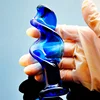 38mm blue spin glass anal dildo butt plug crystal penis artificial dick adult sex toy for women men gay masturbation