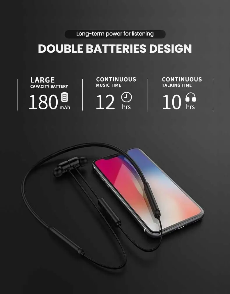 2019 new arrival E9 sweatproof sport neckband earphones super bass stereo wireless in-ear headphones for mobile phone - ANKUX.COM