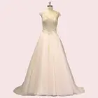 Fashionable CapSleeves Bridal Gowns Sequin Lace Beaded Appliques Floor -Length O-Neck A-line Wedding Dresses