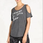 Loose Round Neck Short Sleeve Ladies Tee Shirt Custom Long Womens T-Shirt With Pocket