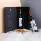 Handmade paper black magnetic custom cardboard wine box wine gift box for 2 bottle