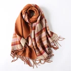 Wool Scarf New Arrival Warm Winter Knitted Plaid Wool Scarf For Women