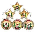 New Christmas Wooden Glowing Pendant Christmas Tree Decoration Accessory Gifts