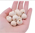 Solid Wood Wood Beads Unfinished Unfinished Natural Solid Round Wood Spacer Beads Round Ball