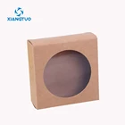 brown box craft paper bag cardboard with window display pvc folding packaging