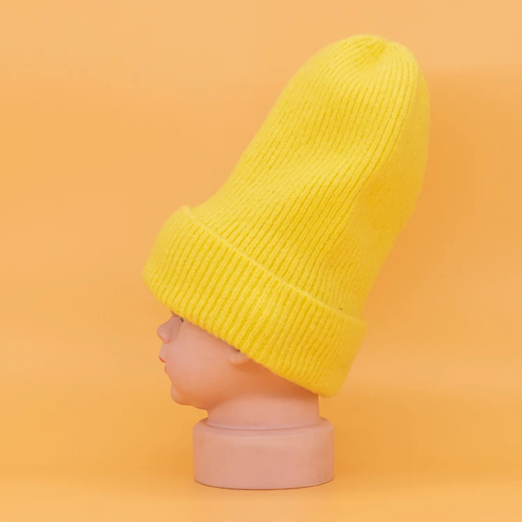 Оптовая продажа пользовательские дети зима ребра трикотажные акриловые Желтые шапочки