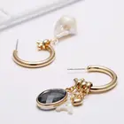Summer 2020 Jewelry 18k Real Gold Plated Shell Hoop Earrings Pearl Drop Earrings