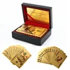 24k gold banknote $100 dollar bills playing cards in Wooden box