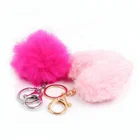 Gifts Pompom Key Chains Wholesale Custom Metal Key Ring Pom Plush Keychains with Pearl Decorative