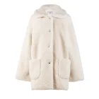 Fashion Fur White Beige Winter Fashion Vogue Woven Sherpa Wool Fur Coat With Collar For Women