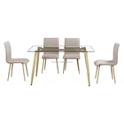 NEW DESIGN CHEAP DINING ROOM FURNTIRUE wooden effect metal legs dining tables tempered glass modern table