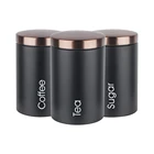 3 Pieces Stainless Steel Household Kitchen Coffee Sugar Tea Food Storage Canister storage boxes Set with Lid