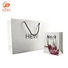 High Quality White Paper Bag , Custom Paper Bag For Gift With Black Logo Printed On Glossy Paper