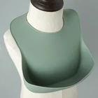 Upgraded Soft Custom Personalized Baby Silicone Bib Set with Food Catcher