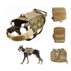 Military Training K9 Working Dog Vest , Service Tactical Dog Harness With 3 Detachable Pouches