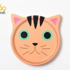 Funny Cat Shape Custom Design Colorful Pattern Printing Lace Mat Ceramic Hot Tea Cup Pad Cork Packing With Box