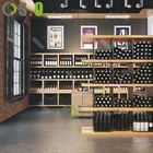 OEM wine cabinet glass cabinet with wooden wine display