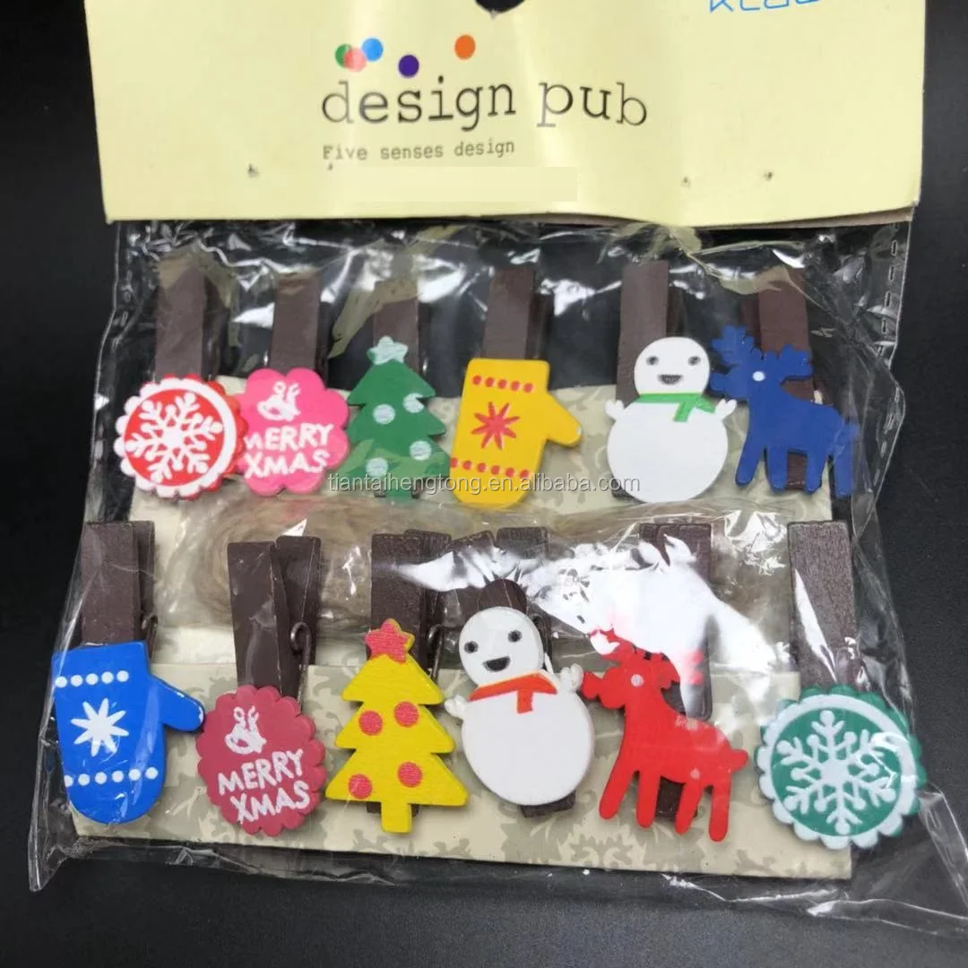 5cm brown wood peg wooden clip photo memo pin - buy christmas