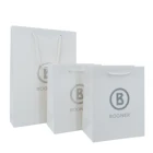 Flat Bottom Foldable Thick Sliver Stamp White Kraft Paper Bag