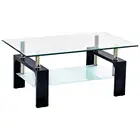 Table Room Coffee Table Modern Black Legs Transparent Glass Table Living Room Furniture Rectangle Coffee Table