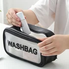Wholesale transparent clear toiletry bags tote pvc toilet bag for women OEM cosmetic zipper pvc bag