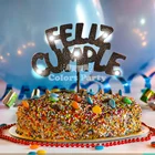 Flashing pick "Happy Birthday" black text color with LED for birthday cake decoration.
