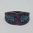 Black Green Black Gun Plating Green Purple Stone Finger Ring