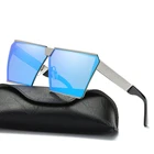 Oversize Square Polarized Metal Frame Shade Sunglasses